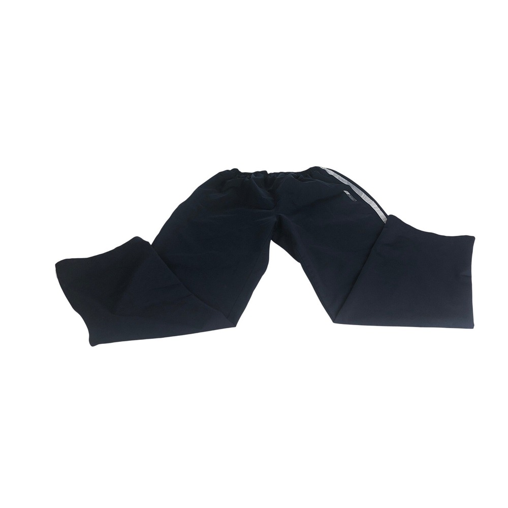 Reebok Women Navy Blue Track Pants Athletic Side Stripe Elastic Waist Size L